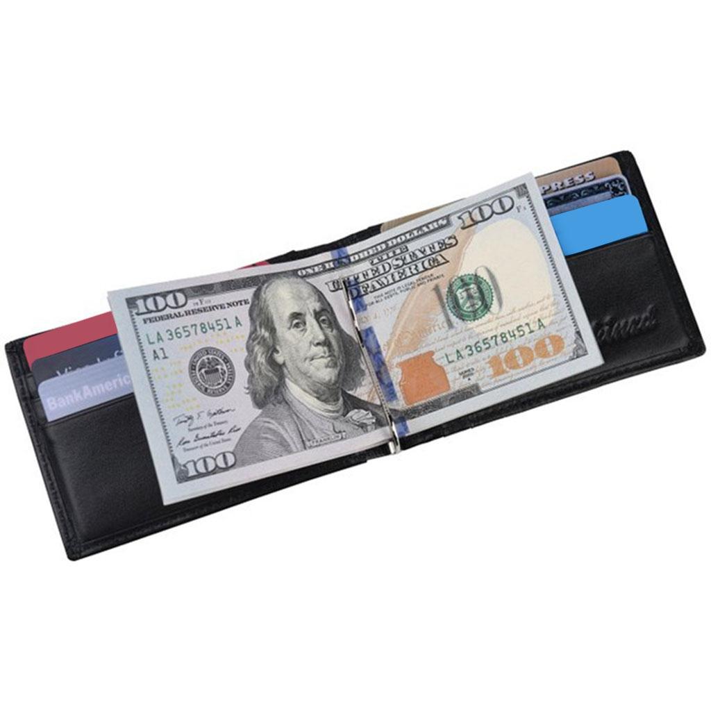 Men Minimalist Front Pocket Wallet, Leather Card Holder RFID Blocking Money Clip