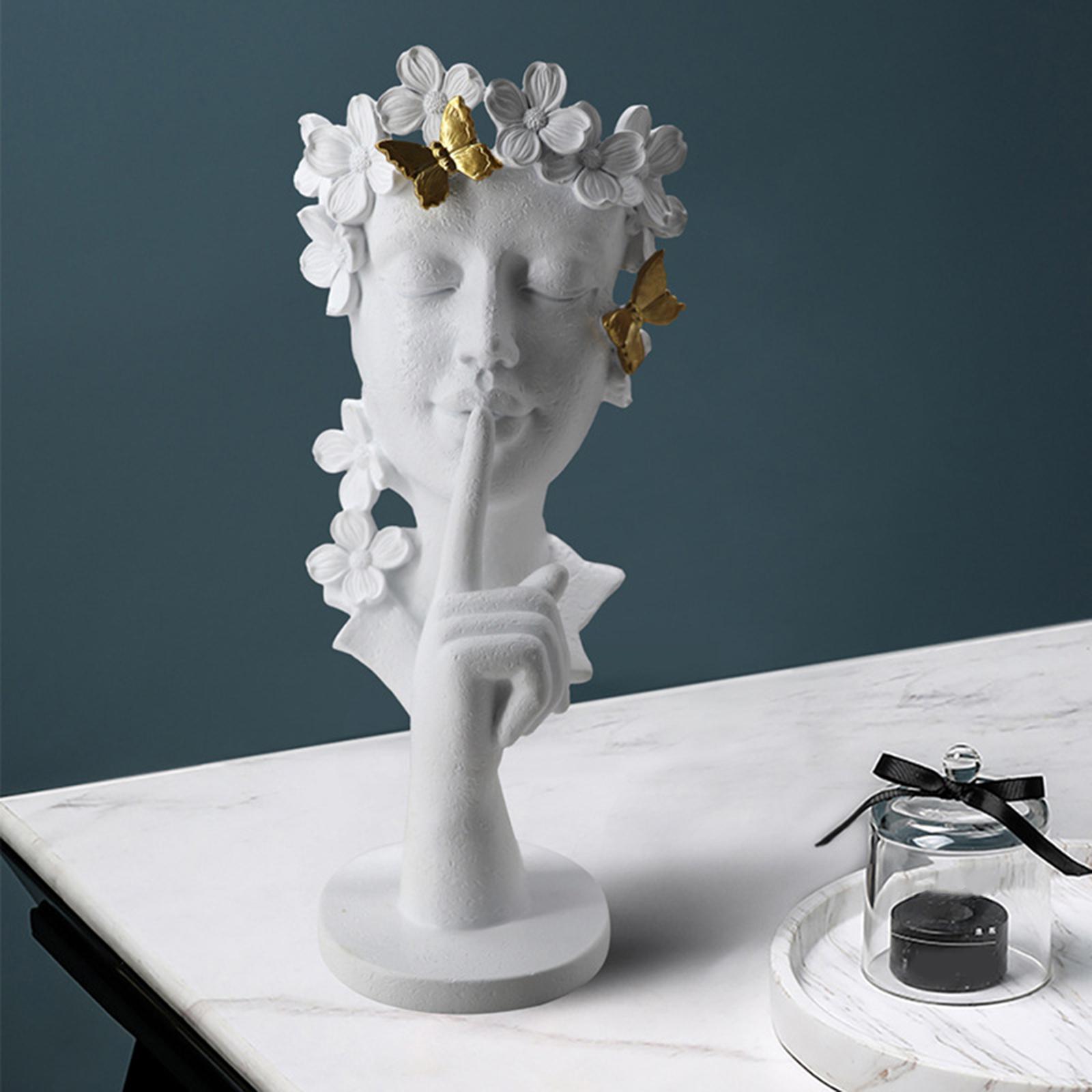 Thinker Statue Half Face Figurine Decoration for Home NightStand Bookshelf