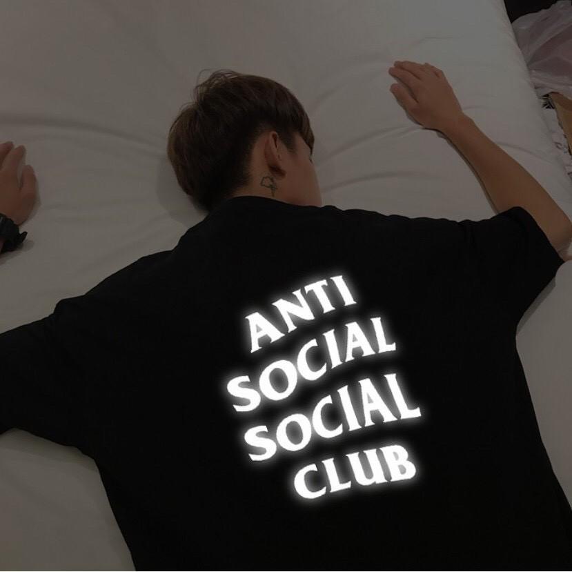 Áo Thun , Áo phông Nam Nữ chữ ANTI SOCIAL SOCIAL CLUB Phản Quang Tay Lỡ unisex Form Rộng