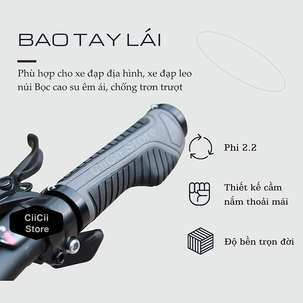 Bộ Bao Tay Cao Su Chống Trượt Bọc Tay Lái Xe Đạp Leo Núi, Xe Đạp Địa Hình (Phi 2.2cm) - Hình Nhập Khẩu