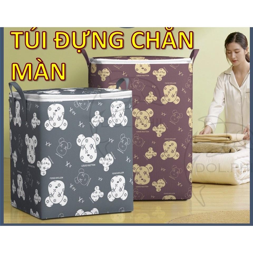 Túi Đựng Chăn Màn Cỡ Lớn AN NHIÊN Túi Vải Đựng Đồ Có Nắp Dây Kéo 2 Chiều In Họa Tiết Đẹp Sắc Nét Tiện Dụng