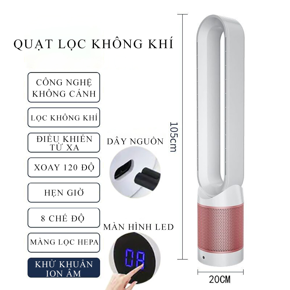 Quạt không cánh kiêm lọc không khí 2in1 công nghệ Hepa Pure Cool Carbon 8 tốc độ gió siêu mát