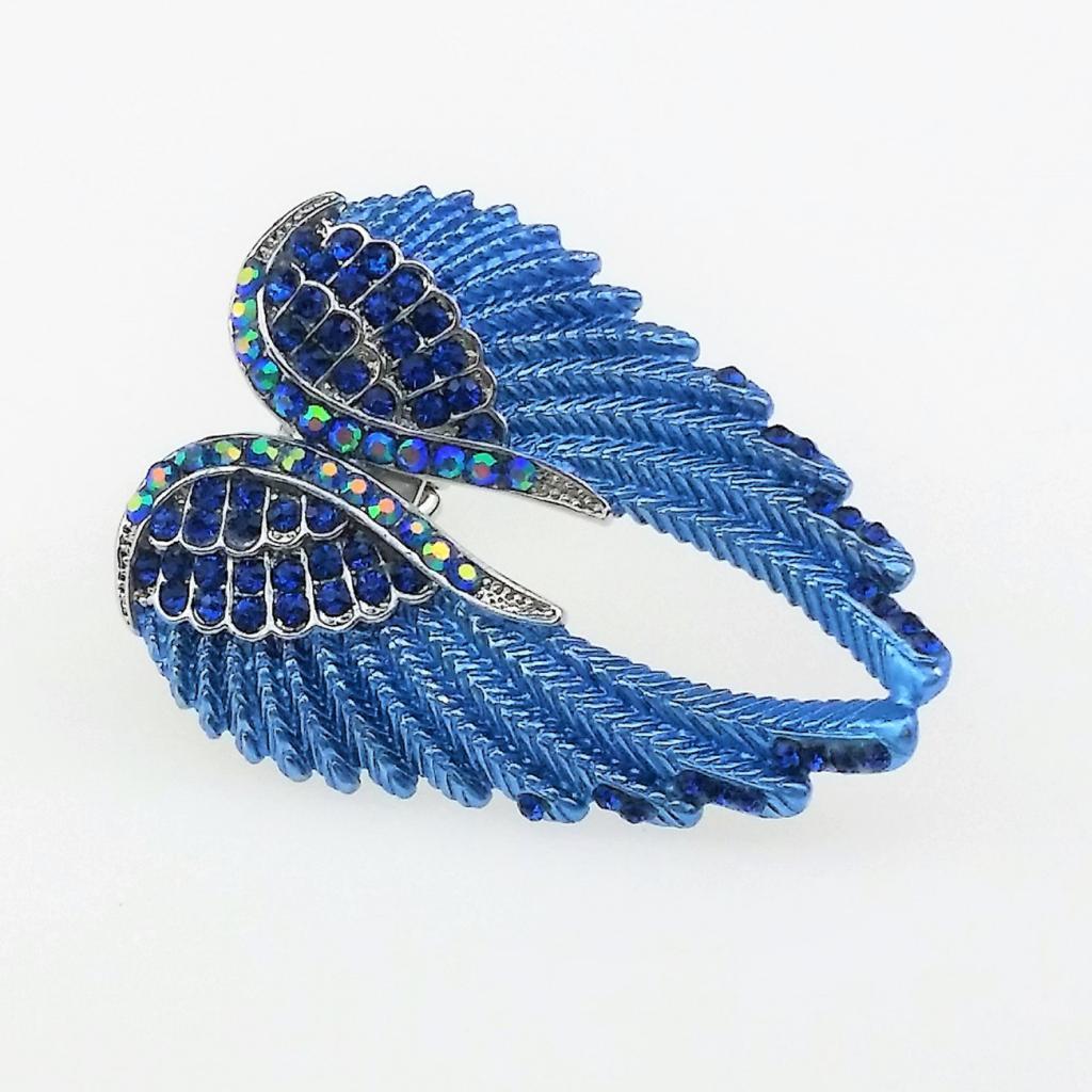 Punk Rock Angel Wing Ring Crystal Rhinestone Stretch Ring Biker Purple