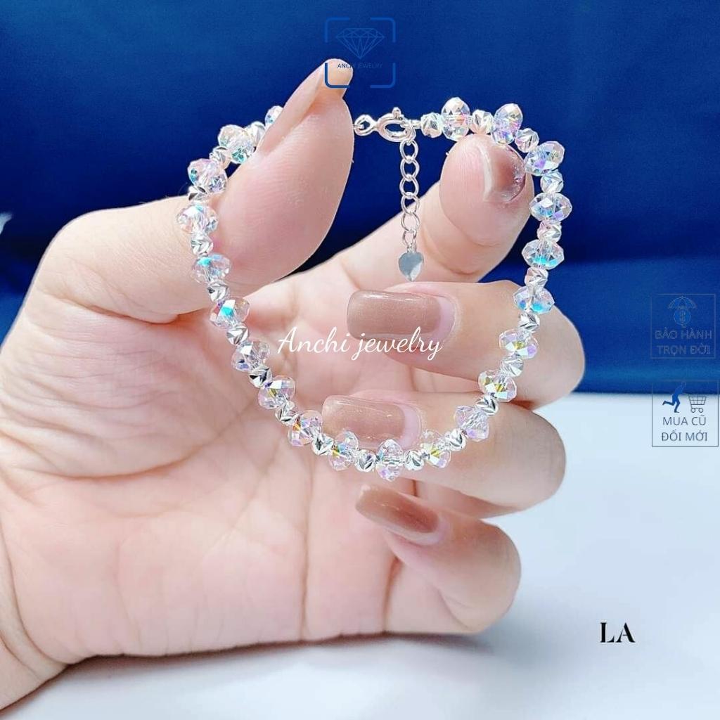 Vòng tay đá pha lê nữ bạc ý 925 cao cấp đeo cực cute - Anchi jewelry, quà tặng bạn gái