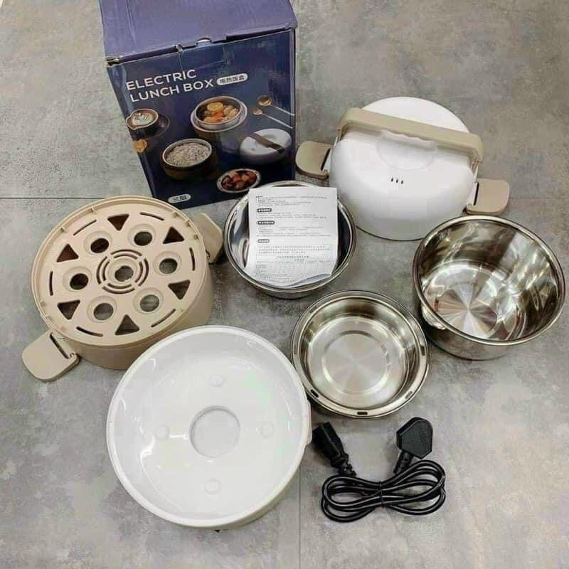 HỘP CƠM VĂN PHÒNG GIỮ NHIỆT 3 CẮM ĐIỆN HÂM NÓNG THỨC ĂN - CẶP LỒNG GIỮ NHIỆT 3 TẦNG RUỘT INOX