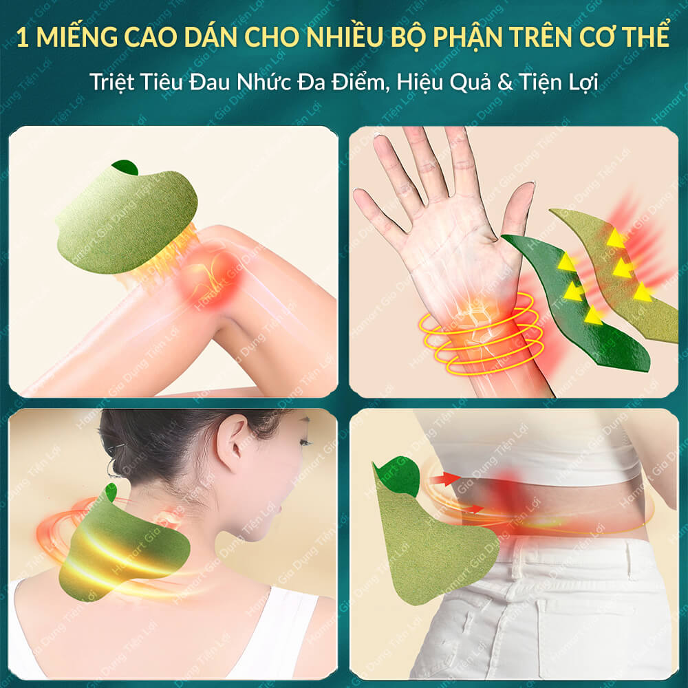 Hộp 12 Miếng Cao Dán Ngải Cứu Xương Khớp Hamart Giảm Đau Mỏi Khớp Cổ Vai Gáy Cột Sống Lưng