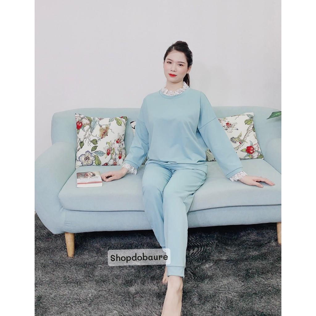 Bộ bầu và sau sinh chất nỉ da cá mùa ĐÔNG siêu ấm áp Cổ viền ren