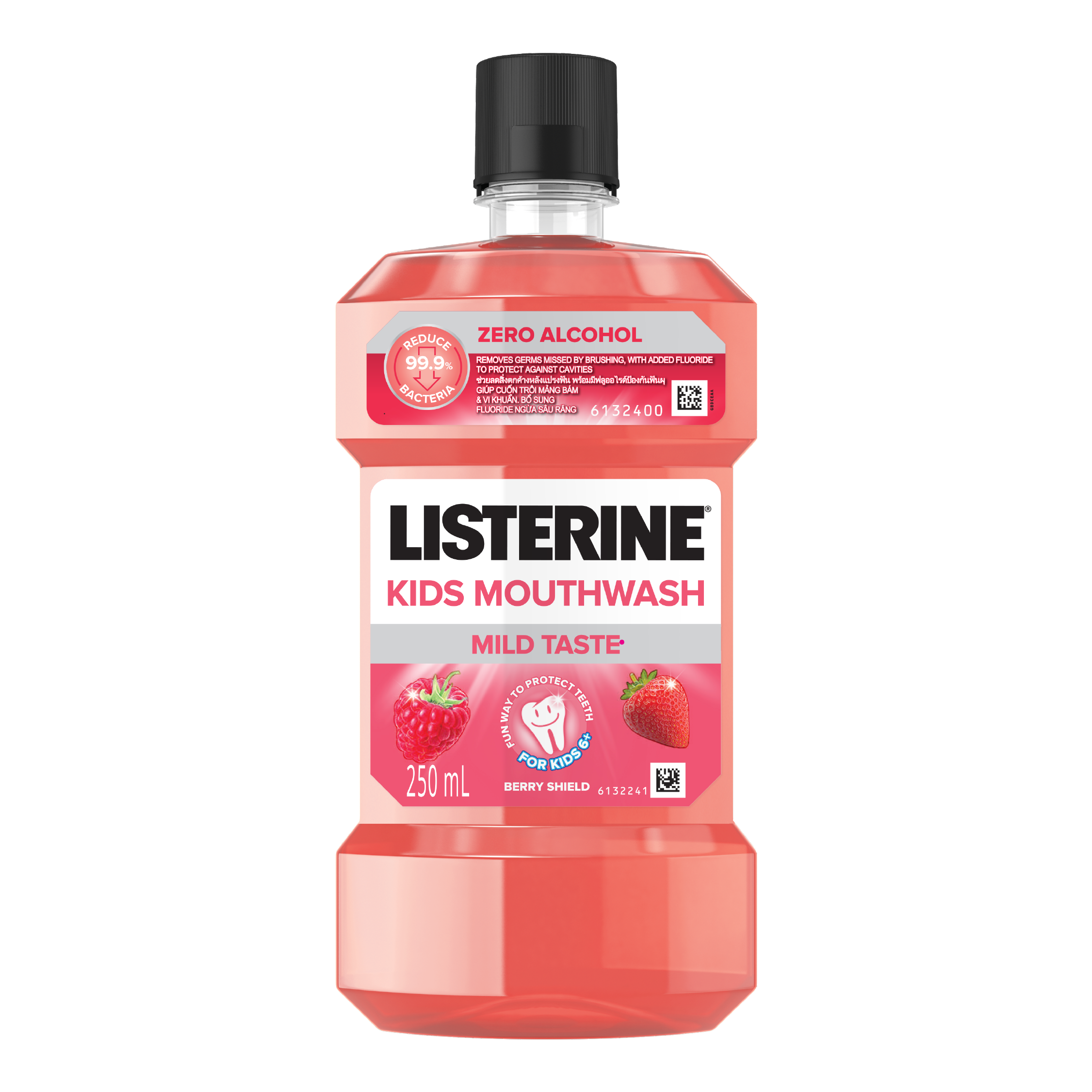 Bộ 2 Nước Súc Miệng Listerine Kids Mouthwash with berry shield Dành Riêng Cho Trẻ Trên 6 Tuổi 250ml/chai
