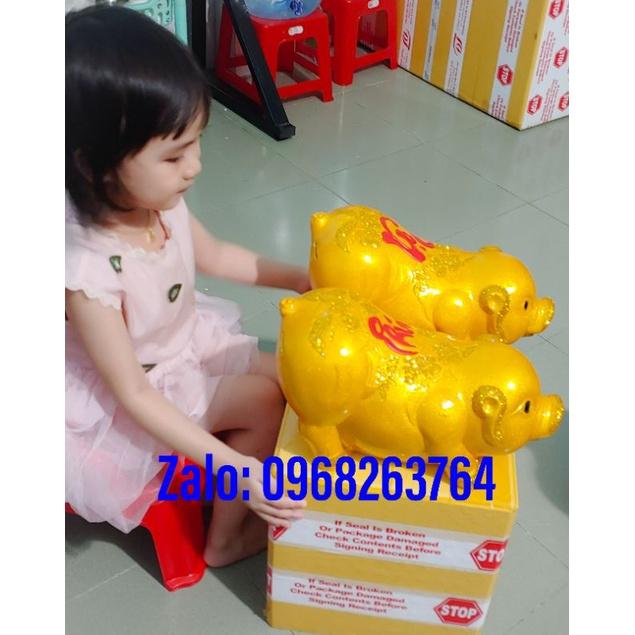 Heo đất tài lộc 33cm, sơn bóng phản quang, hàng cao cấp