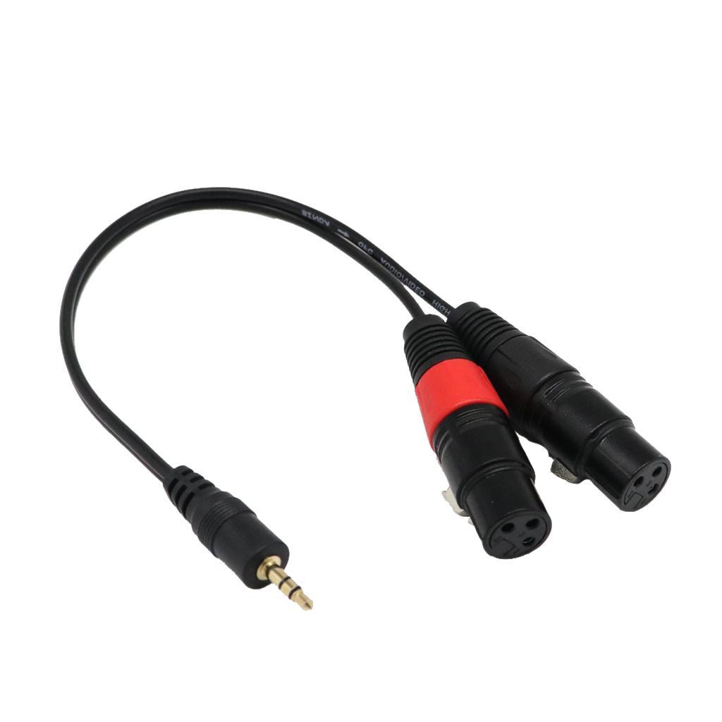 2 Pieces 3.5mm  1/8'' TRS Stereo Male to 2 Port Dual XLR Female Adapter Cable Cord Connecting for iPhone, iPad, or any 3.5mm Audio Output to a Powered Speaker