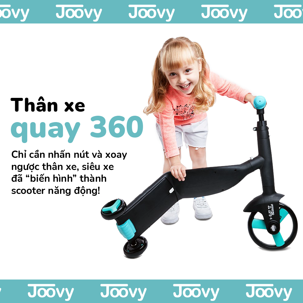 Xe trượt Scooter cho bé kiêm Xe chòi chân và Xe đạp 3 trong 1 cho trẻ em từ 1 tới 6 tuổi Nadle TF3 Joovy
