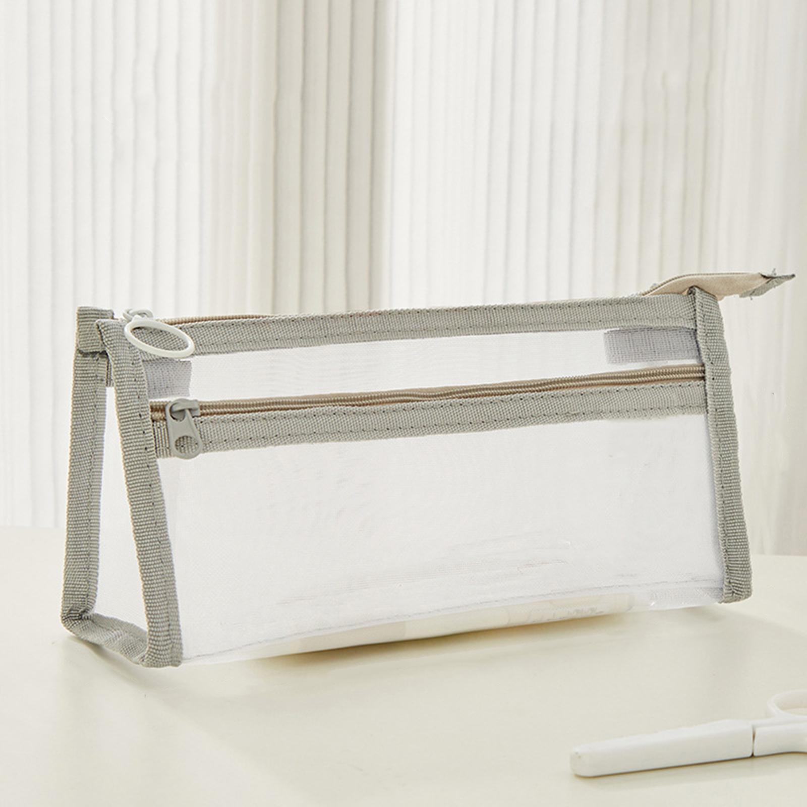 Pen Bag with Zipper Clear Pencil Case Stationery Organizer Holder Pen Case Makeup Bag Exam Pencil Bag Pencil Storage Pouch for Office Travel