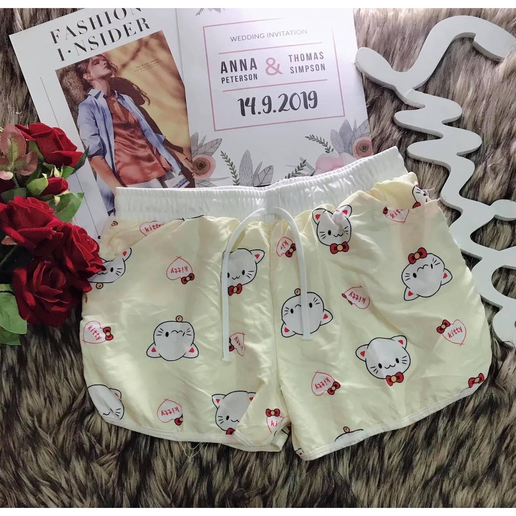 Quần đùi nữ lụa mịn, quần shorts mặc nhà, đi chơi, đi bơi 58kg đổ lại mặc vừa QD01