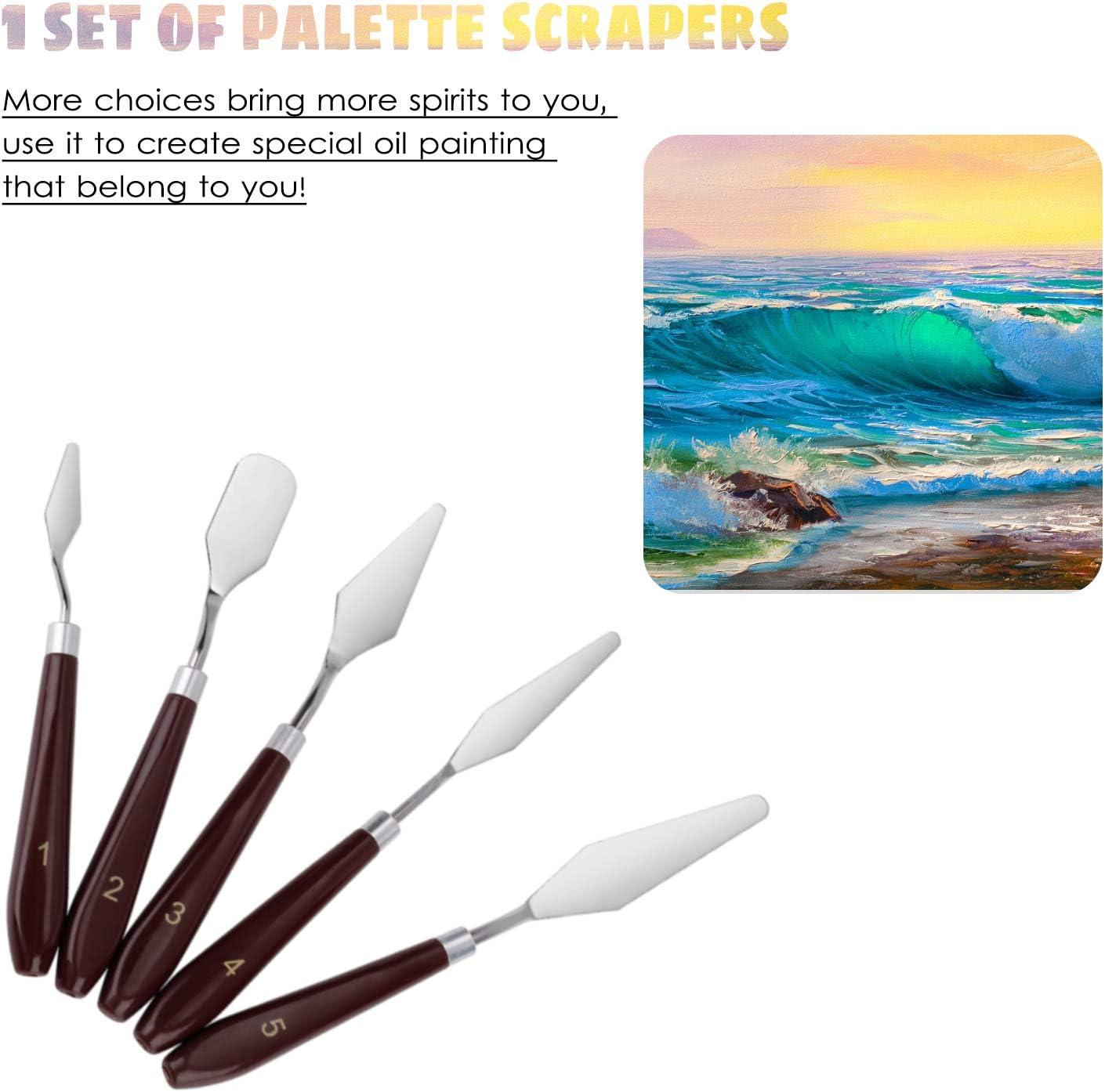 Tranh Inox Dao Nghệ Sĩ Tranh Sơn Dầu Bảng Dao Thìa Sơn Dầu Phụ Kiện Phối Màu 5 Chiếc