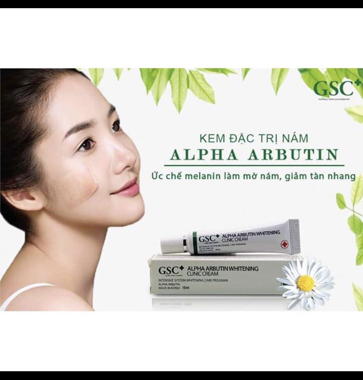 Kem hỗ trợ giảm thâm nám làm trắng da GSC ALPHA ARBUTIN WHITENING CLINIC CREAM