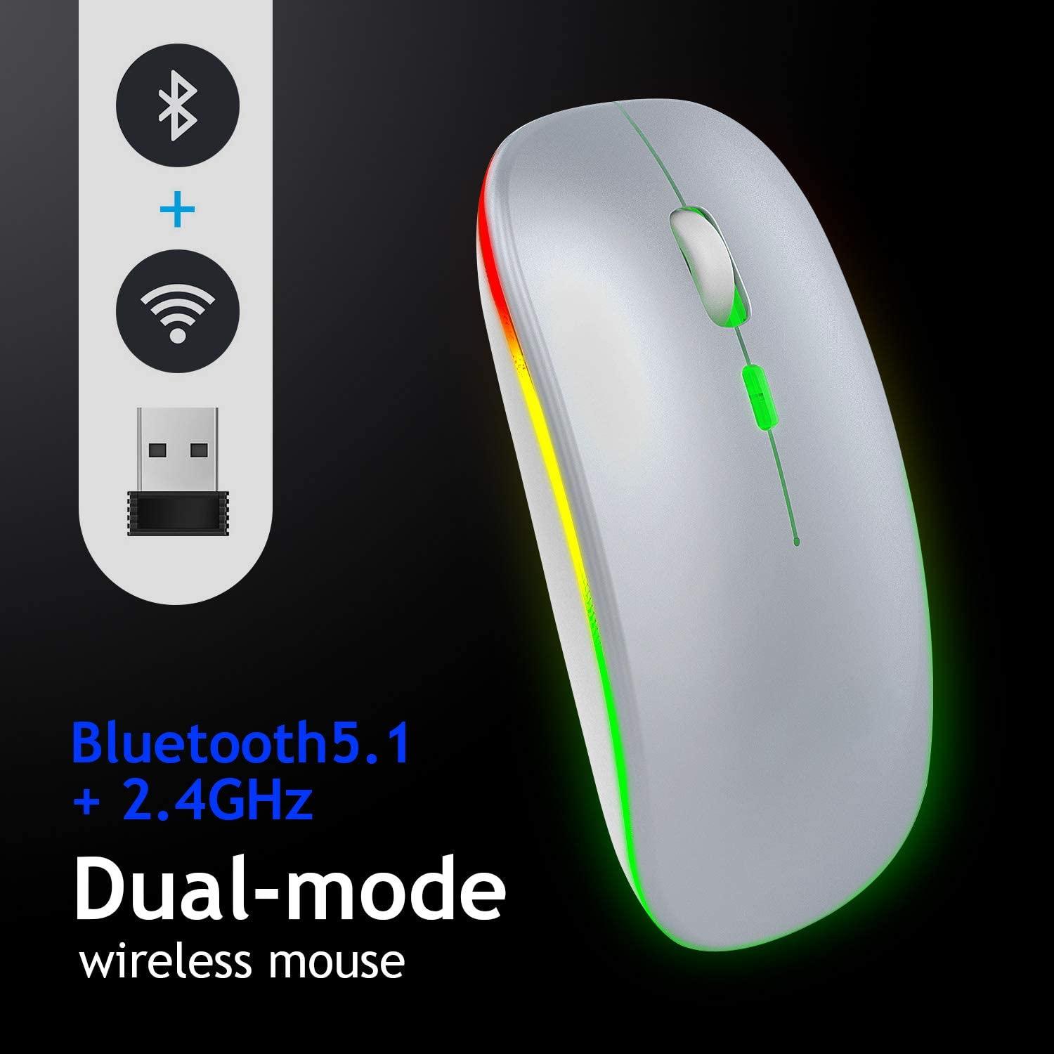 Chuột Bluetooth Chuột không dây Slim 2.4g LED LED Sạc động cầm tay