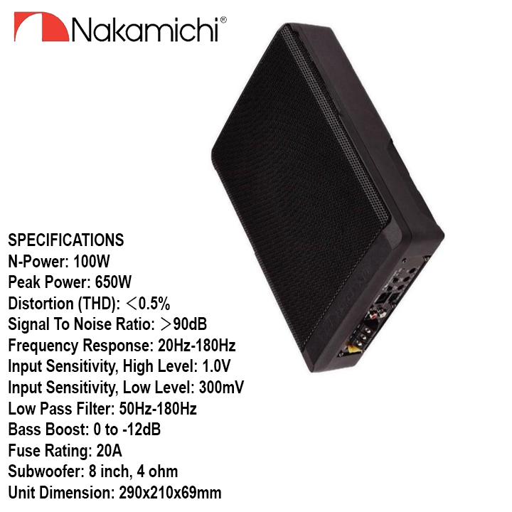 Loa SUB Siêu Trầm Đặt Gầm Ghế Ô Tô Thương Hiệu Nhật Bản NAKAMICHI NBF20.0A - HÀNG NHẬP KHẨU