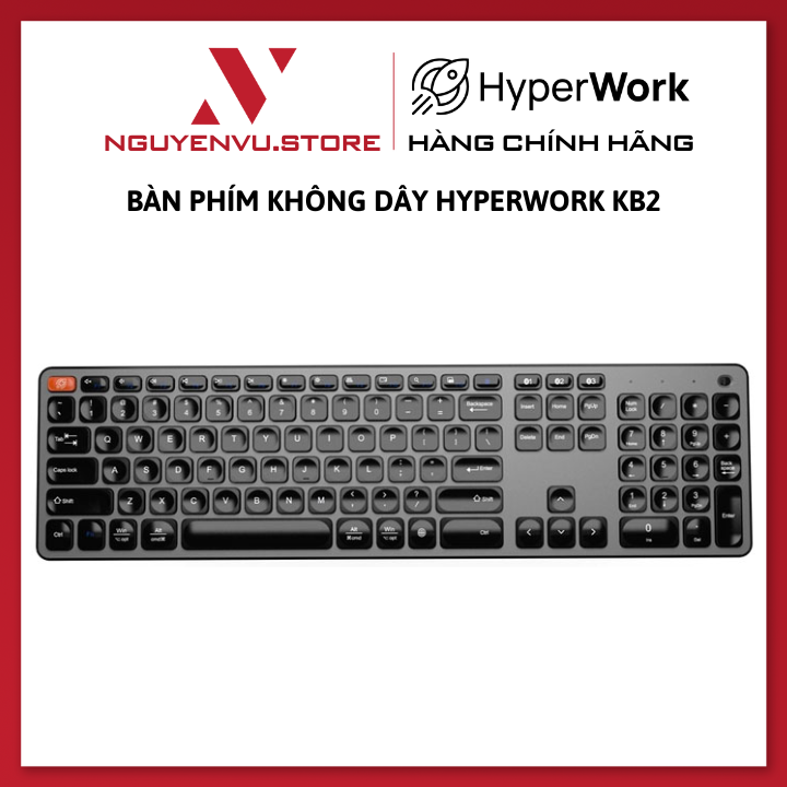 Bàn phím Không Dây HyperWork KB2 (Bluetooth) - Hàng Chính Hãng