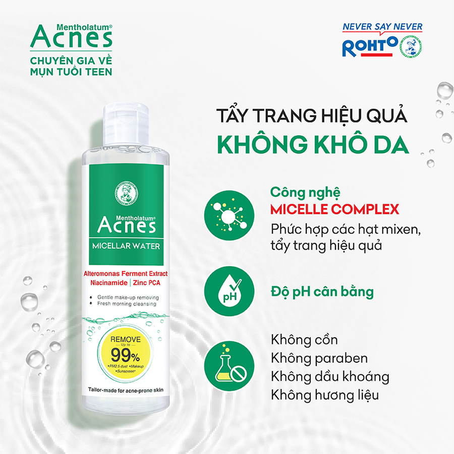 Nước tẩy trang cho da mụn Acnes Micellar Water 200ml