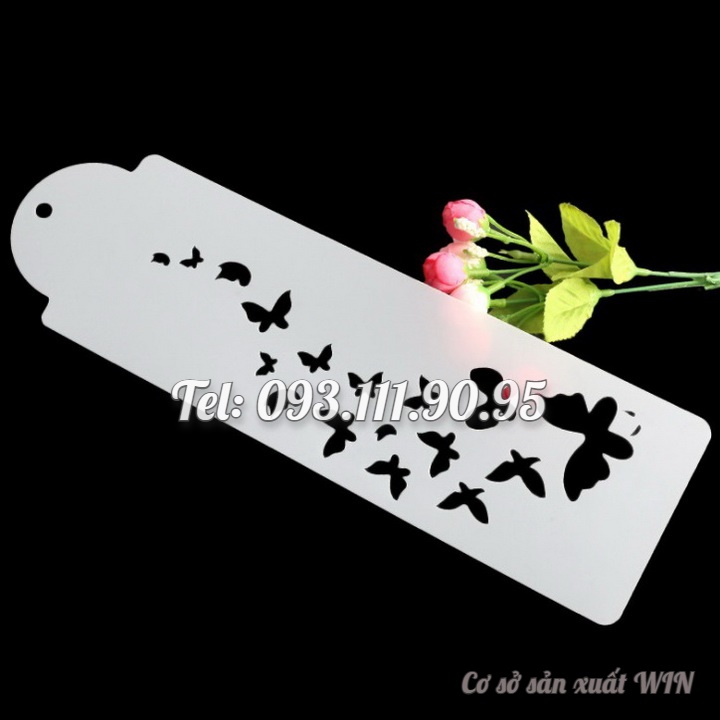 Khuôn Stencil rắc bột trang trí bánh, làm viền rau câu, fondant bươm bướm - Mã số 1243