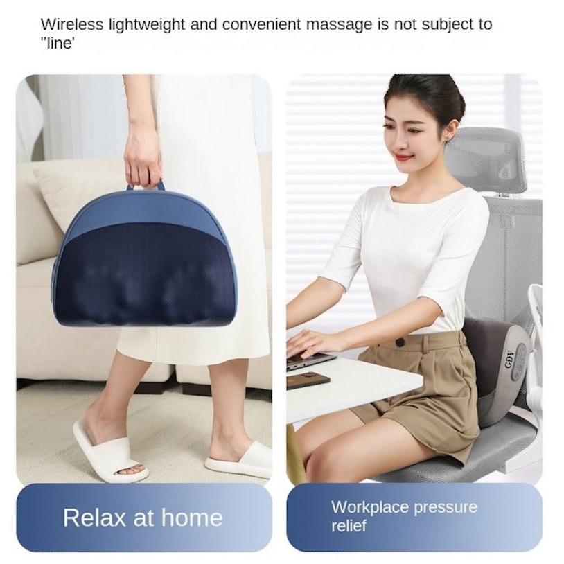 [Tặng củ sạc + cáp sạc] Gối Massage Cổ Vai Gáy Không Dây GDV S8 Ruột Gối Bằng Cao Su Non Loại 20 Bi Dùng Pin Sạc - Màu Ngẫu Nhiên - Hàng Chính Hãng