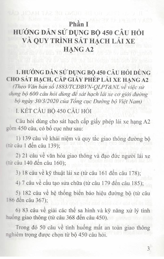 450 Câu Hỏi Dùng Cho Sát Hạch Lái Xe Mô Tô Hạng A2