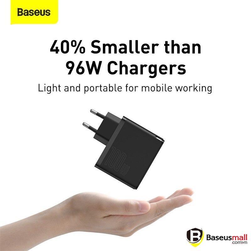 Baseus -BaseusMall VN Bộ sạc siêu nhanh Baseus GaN2 Fast Charger 1C 100W - Hàng chính hãng