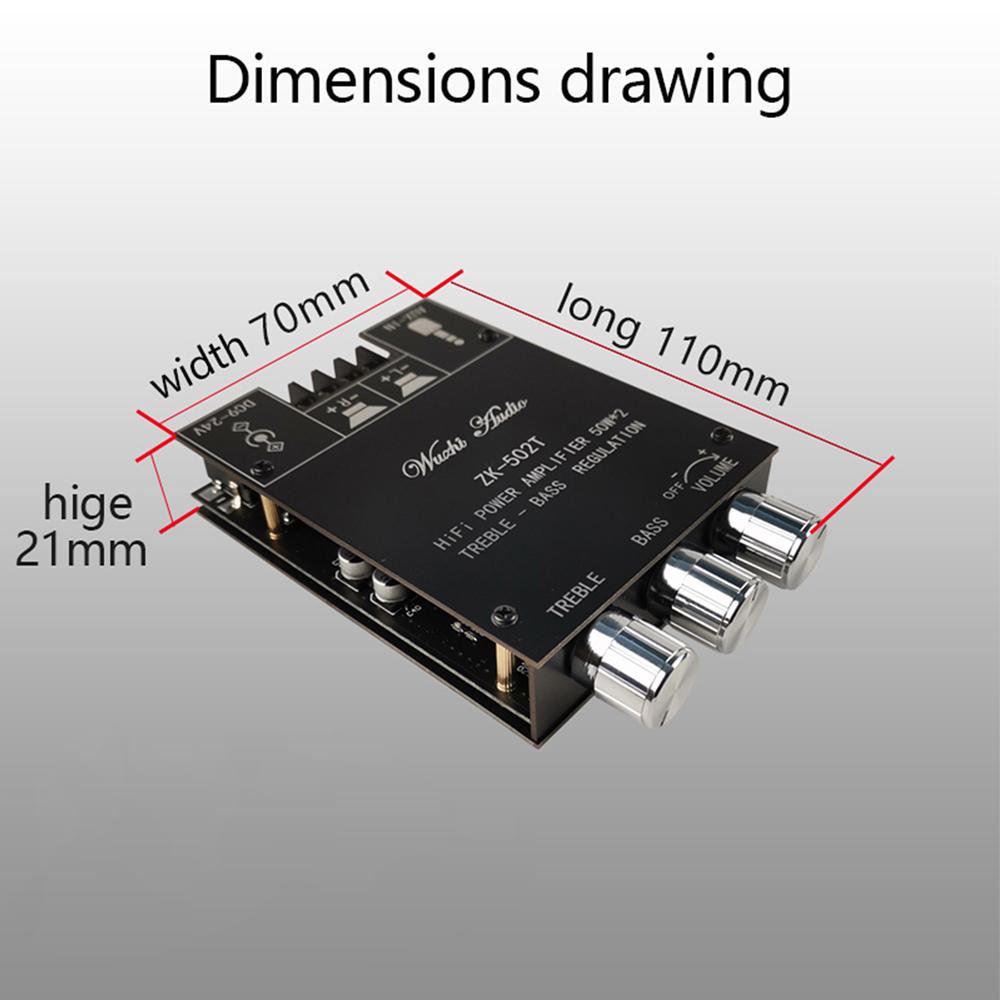 50W*2 BT Audio Amplifier Module AUX BT5.0 Audio Input Left and Right Channel Output Power Amplifier Board with Sound Volumes Adjustment