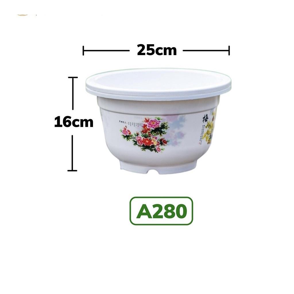 Combo 10 Chậu trồng cây, trồng hoa A280 kt 25x16x14, nhựa dẻo bền với theo thời gian, chịu mưa nắng tốt, hoa văn 4 m