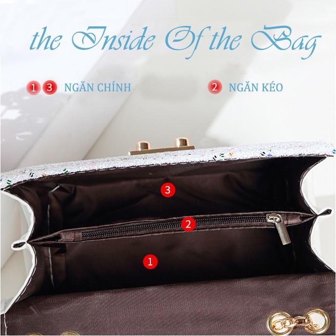 Túi đeo chéo khóa bấm thời trang màu trắng HT02