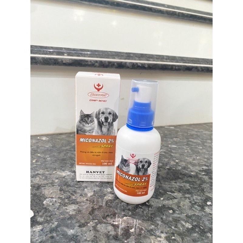 Lọ xịt Miconazol Spray Hanvet phòng và điều trị nấm ở chó mèo