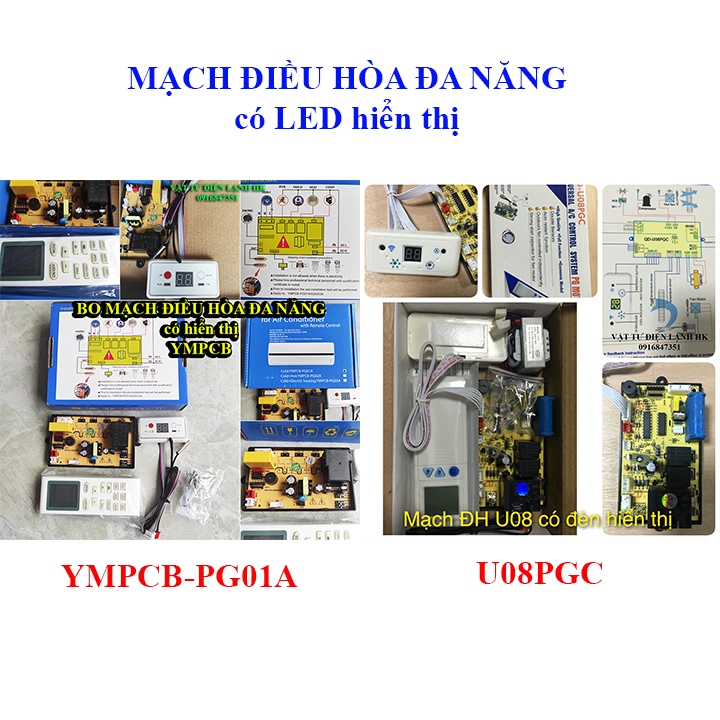 Bo mạch điều hoà đa năng có hiển thị nhiệt độ U08PGC YMPCB-PG01A Broad máy lạnh