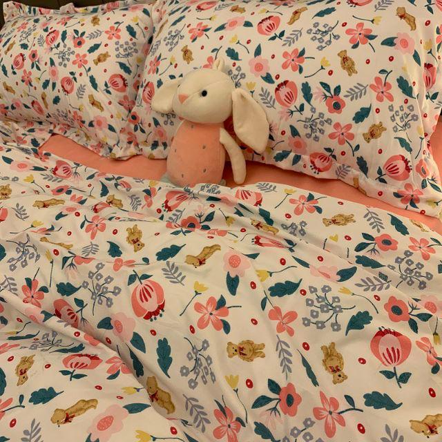 Bộ Chăn Ga Gối Hoa Lựu Cotton Poly