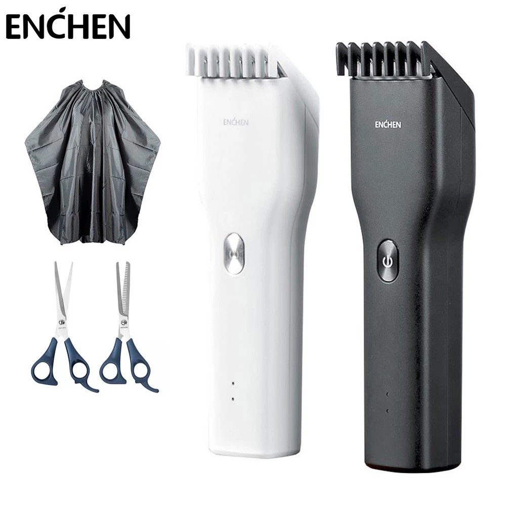 Tông đơ cắt tóc Enchen Boost tặng kèm áo choàng và kéo tạo kiểu tóc chuyên nghiệp như salon phiên bản 2021