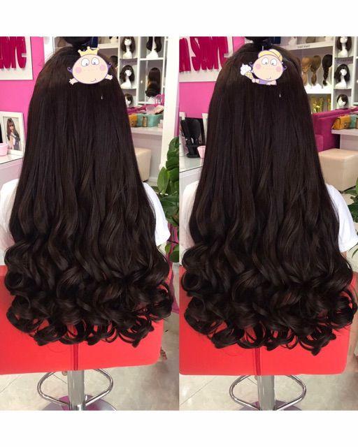 Tóc giả nữ kẹp    kẹp xoăn đuôi 55cm k55