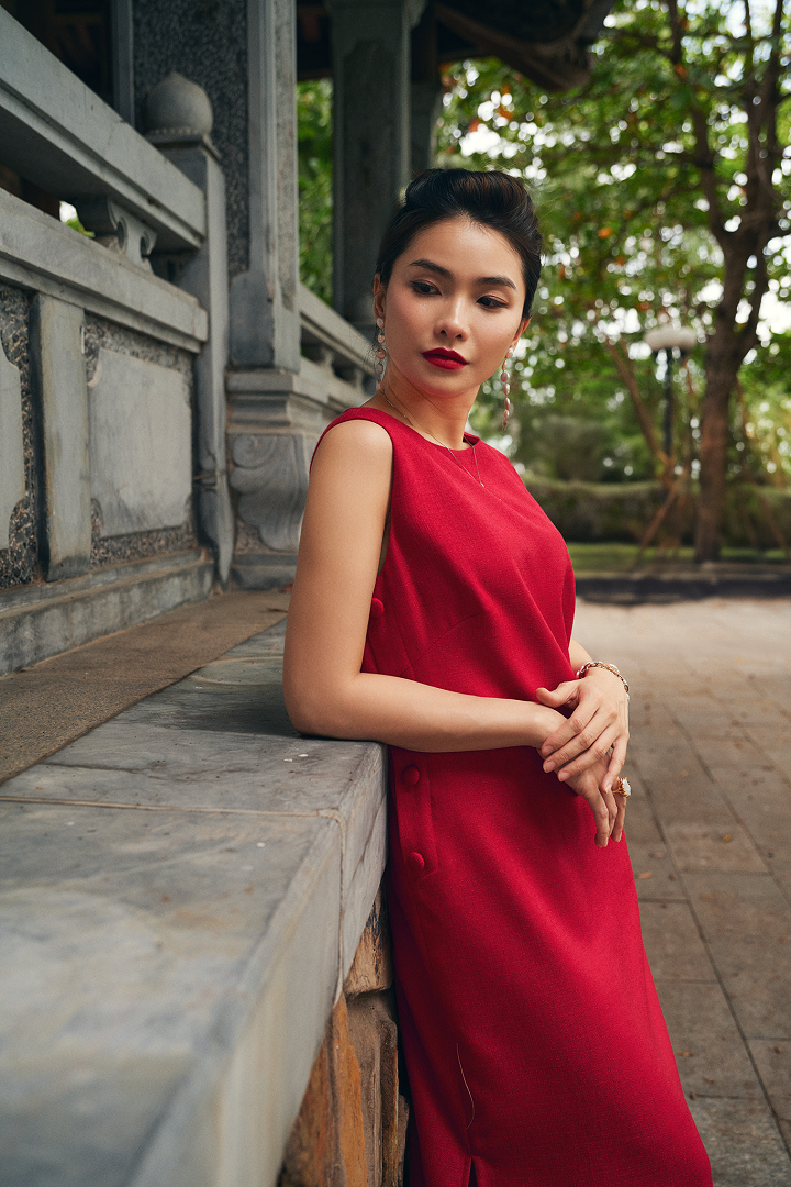 Đầm Xẻ Tweed Lộc DRE223 thời trang thiết kế Hity