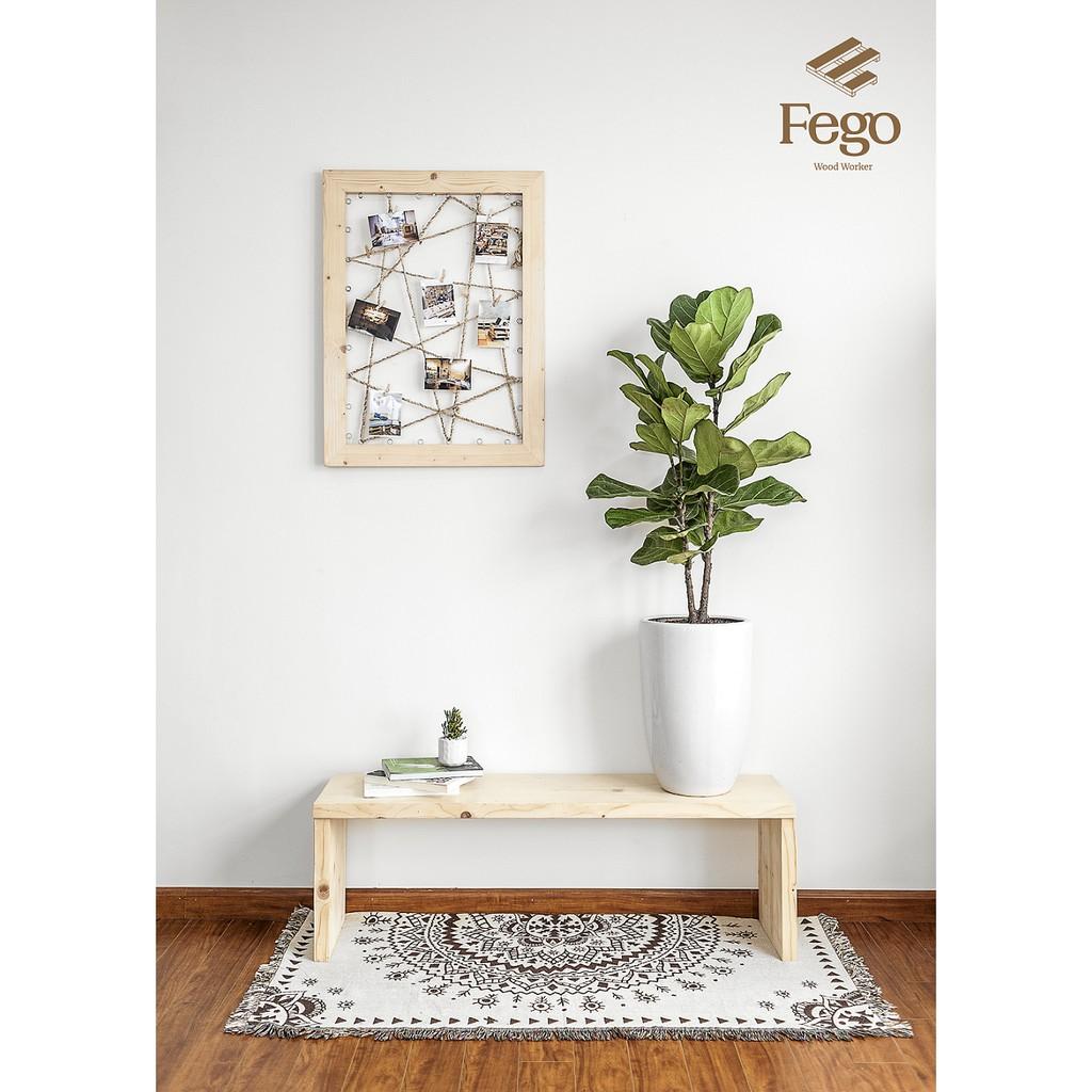 Khung ảnh treo tường dạng lưới bằng gỗ thông Fego/ Giá treo ảnh tặng kèm kẹp gỗ Decor trang trí nhà cửa