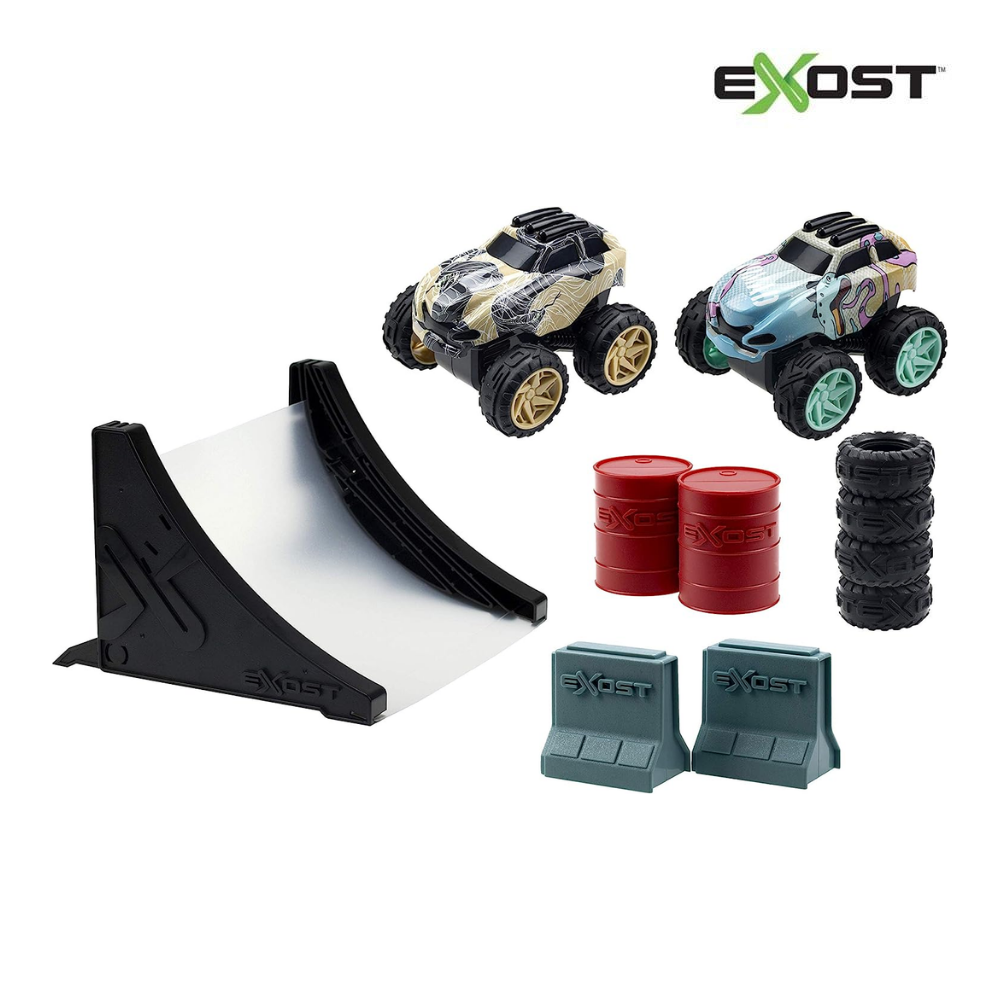 TiNiStore-Bộ đồ chơi 2 xe trớn nhào lộn kèm bộ phụ kiện Jump Suv 1 Exost 20627001