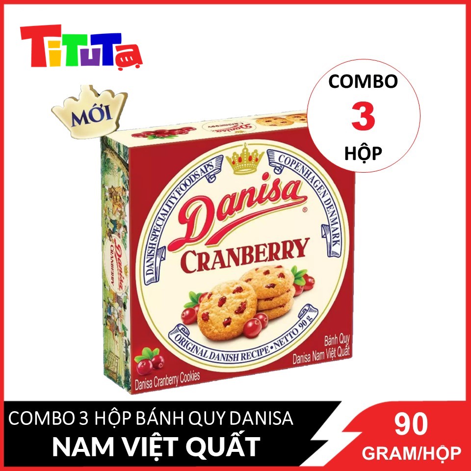Combo 3 Bánh quy bơ Danisa Nam Việt Quốc Hộp 90gx3 (date mới)