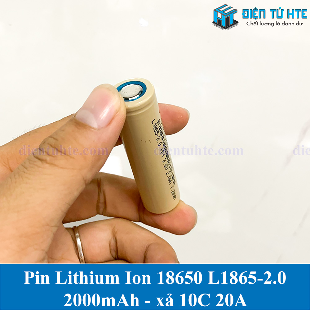 Pin Lithium Ion L1865-2.0 18650 2000mAh xả 10c Lithius vàng