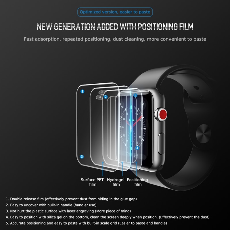 Bộ 2 miếng dán màn hình silicon chống trầy cho Apple Watch 42mm hiệu Rock Hydrogel (chống trầy, chống bụi, chống thấm, độ trong tuyệt đối) - Hàng chính hãng 