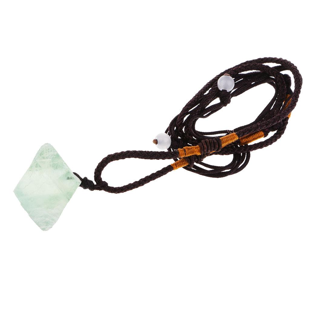 Green Fluorite Octahedron Feng Shui Reiki Gemstone Pendants for DIY Necklace