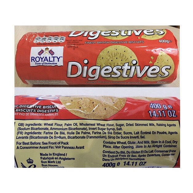 Bánh Quy Digestive Royalty Ăn Kiêng Healthy Cho Người Giảm Cân, Tiểu Đường, Tập Gym, Mẹ Bầu 400g
