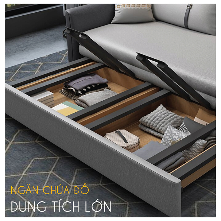 Giường Sofa Vải Sợi Nano Cao Cấp - Ghế Sofa Giường Đa Năng Có Ngăn Chứa Đồ,Vải Sợi Nano Cao Cấp , Chuyển Đổi Từ Ghế Sang Giường Tiện Lợi , Tiết Kiệm Không Gian
