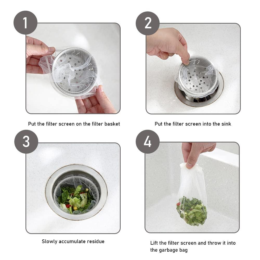 200 miếng bồn rửa nhà bếp túi lưới, bồn rửa nhà bếp bộ lọc thoát nước, mạng lọc bồn rửa, rây túi cho bồn rửa phòng tắm nhà bếp