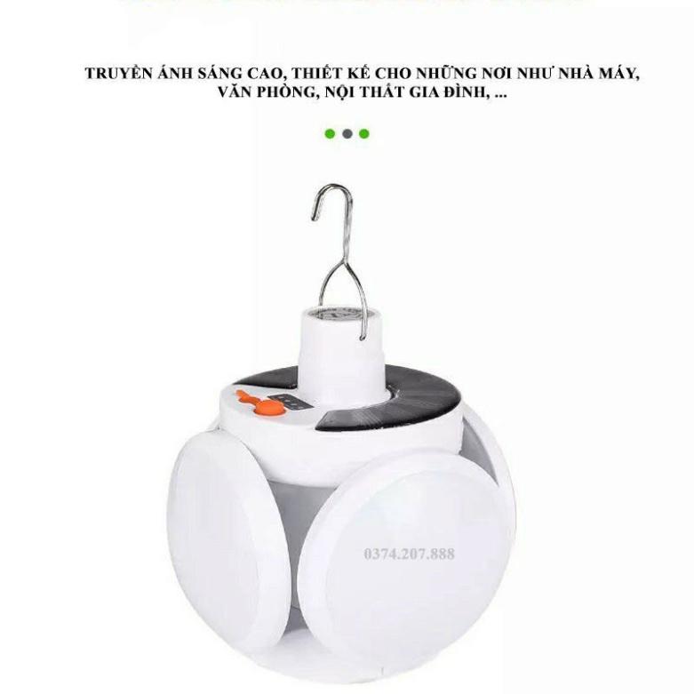 Bóng Đèn Tích Điện 40W , Năng Lượng Mặt Trời 4 Cánh ,Đèn Led Siêu Sáng ,Tiết Kiệm Điện Năng , Chống