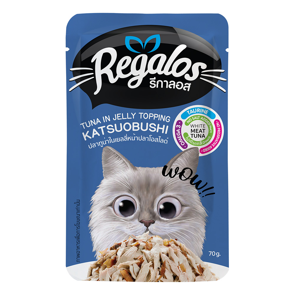 Thức ăn cho mèo Regalos Tuna in jelly topping Salmon - Cá ngừ &amp; Cá hồi(gói)