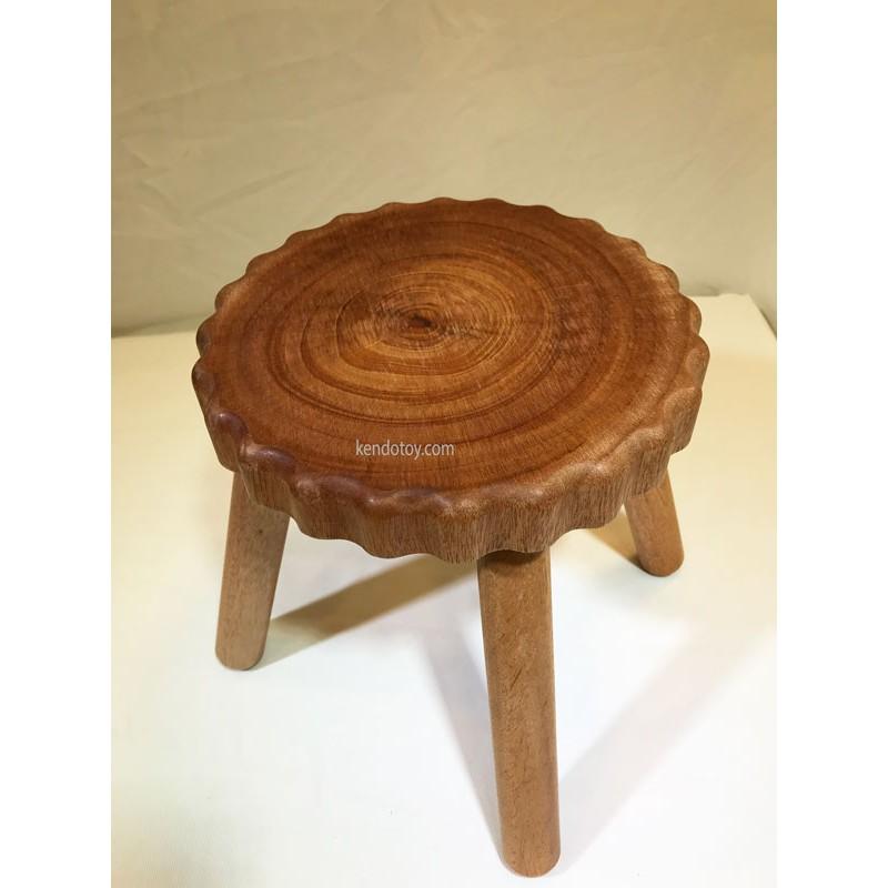 Ghế tròn trẻ em gỗ xà cừ màu gỗ tự nhiên