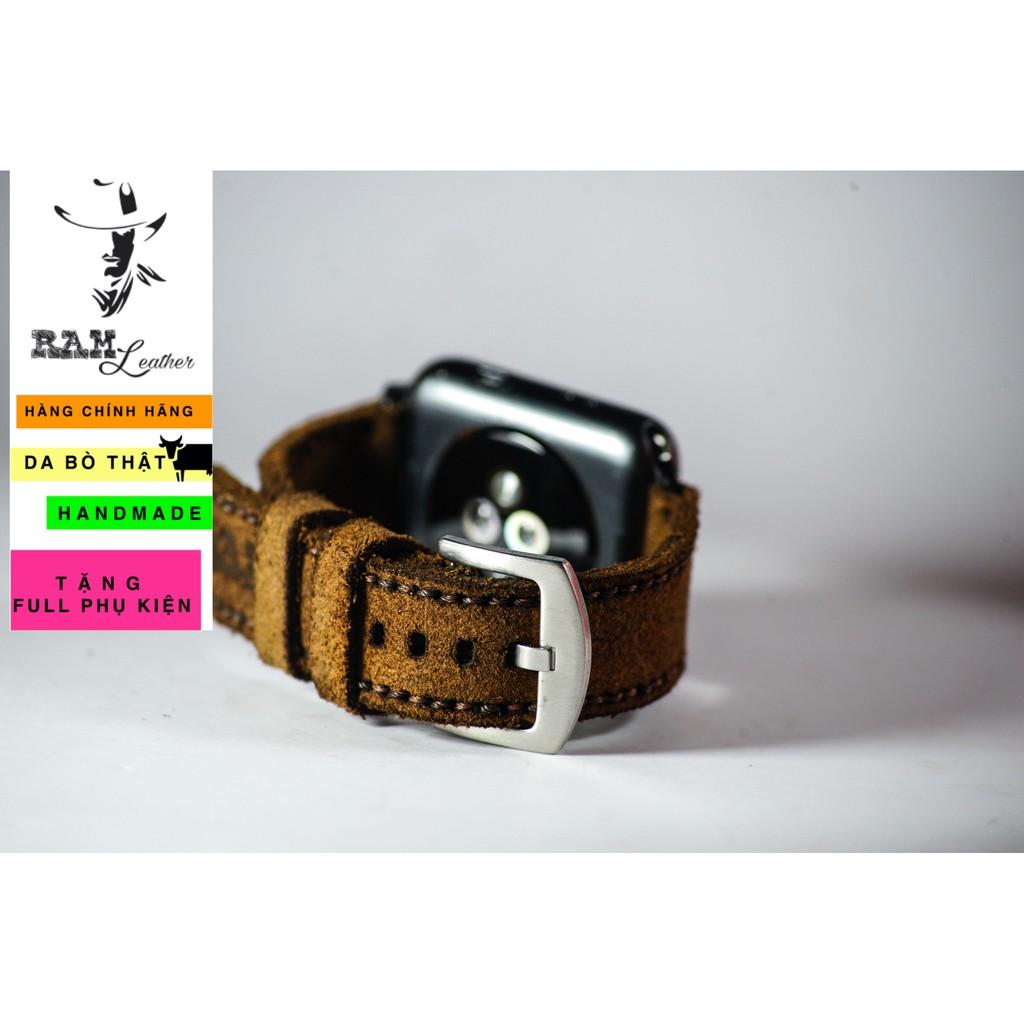 Dây đồng hồ RAM Leather da bò lộn nâu đậm - RAM classic 1960