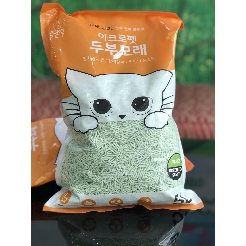 Cát đậu nành TOFU hương trà xanh, lavender ACROPET - cát vệ sinh cho mèo siêu thấm, không bụi